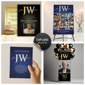 Aangepaste Initialen Elegant Zwart Goud 21ste Verj Kaart