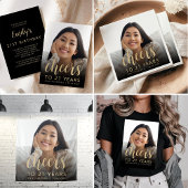 21e verjaardag 3-foto zwart goud script juichen blikjeskoeler