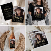 60e verjaardag 3-foto zwart wit script juichen blikjeskoeler