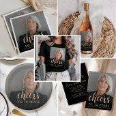 70e Verjaardag 3-Foto Zwart Goud Script Cheers Blikjeskoeler