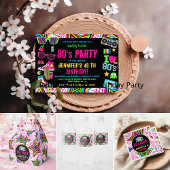 Custom Retro Neon 80's Verjaardagsfeest Papieren Bekers