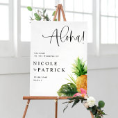 Watercolor Pineapple and Hibiscus Tropical Wedding Kaart