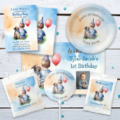 Gepersonaliseerde Verjaardagsjongen | Puppy en Bab Ronde Button 5,7 Cm