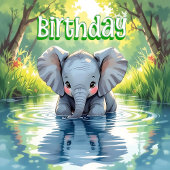 Adorable Elephant and Coloring Page Birthday Kaart