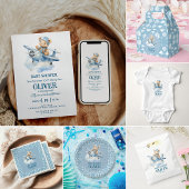 Schattige Beer Blue Plane Time vliegt één 1e verja Kaart