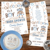 Het is een jongen Cute Blue | Baby shower Greige R Bedankkaart