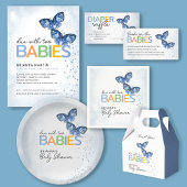 Blue Butterflies Boy Twins Baby shower Dank u Bedankjes Labels