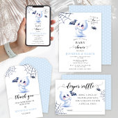 Cute Little Boo Ghost Halloween Baby Boy Shower Papieren Bordje