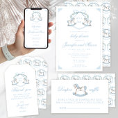 Schommelend paard baby boy douche luier verloting  informatiekaartje