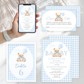 Blue Teddy Bear Ballon Baby Boy Luier Raffle Informatiekaartje