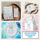 Watercolor Blue Elephant | Boy’s Baby Shower Spandoek