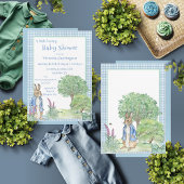 Blue Rabbit Gingham gepersonaliseerd Baby shower Waterfles Etiket