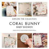 Bunny  Perzik Bladerwerk Virtual Baby shower Kaart