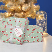 Kerstpatroon met rode, groene en witte snoepriet satijnen lint (Personaliseer de collectie van deze zelfstandige maker.)