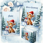 Schattigee Cartoon Giraffe met Santa Hat & Snowman Gastenboek