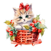 Schattige kerstkitten in een mandje informatiekaartje