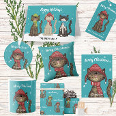 Merry kerst Cute Cat Etiket
