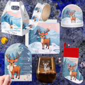 Cute reindeer in a snowy landscape  cadeaupapier