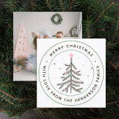 White Kersttree Patroon Aangepaste tekst zwart Cadeaupapier
