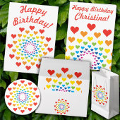 Regenboog kleur harten - Happy Birthday aangepaste Kaart