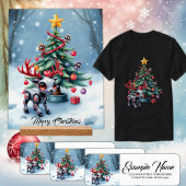 Cute Cyberpunk Reindeer with Christmas Tree Vierkante Sticker