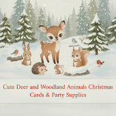 Cute Deer and Woodland Animals Merry Christmas Cadeaulabel