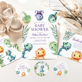 Waterverf Dinosaurus Baby shower Luier Raffle Informatiekaartje