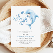 Schattigee Dolfijn Dusty Blue Speels Baby shower Kaart