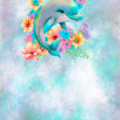 Waterverf Schattige Dolfijnen- en Floral-Baby Informatiekaartje