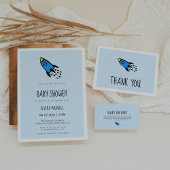 Schattige blauw Baby shower Raad hoeveel spelkaart Informatiekaartje