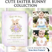 Schattige Blauw Geel Konijntje Kleinzoon 1e Pasen  Kaart