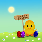 Cute Happy Easter Baby Chick Muismat