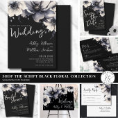 Elegant Black Floral Wedding Save The Date