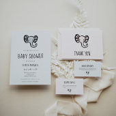 Schattig blauw olifant Virtual Baby shower Kaart