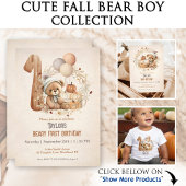 Leuke Teddy Bear Herfst Pompoenen Beary 1e Verjaar Kaart