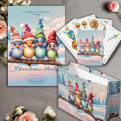 Schattigee fantasievogels met kerst petten. feestdagenkaart