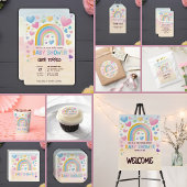 Schattigee Fun Hearts en Rainbow Baby shower Informatiekaartje