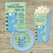 Schattigee Blauwe T-Rex Dinosaurus Verjaardag Beda Vierkante Sticker