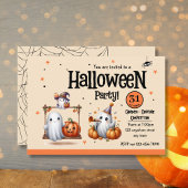 Cute Ghost en Pumpkin Halloween Kaart