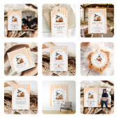 Schattige Gingham Halloween Ghost 1st Birthday Bedankkaart