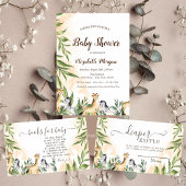 Cute Giraffe, Zebra Leaves Baby shower Spandoek