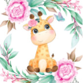 Elegant Pink Peony en een Cute Giraffe Custom Servet