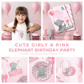 Cute Girly and Pink Elephant Birthday Party  Spandoek