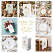 Christmas Reindeer Gold Typography Party Invite Kaart