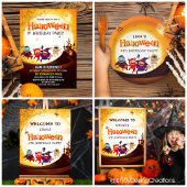 Schattige Halloween Kinder Oranje Verjaardagsfeest Spandoek