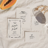 Geïllustreerde handgeschreven unieke moderne bruil RSVP kaartje