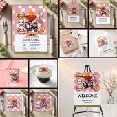 Schattige Kawaii BBQ Party Baby shower Cadeaulabel
