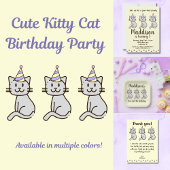 Cute Kitty Cat Birthday Hartelijk dank Bedankkaart