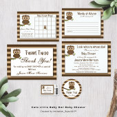 Schattigee kleine Baby Uil | Baby shower Dank u Bedankkaart