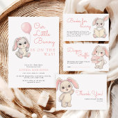 Bunny Blush Pink Baby Shower Diaper Raffle Ticket Informatiekaartje